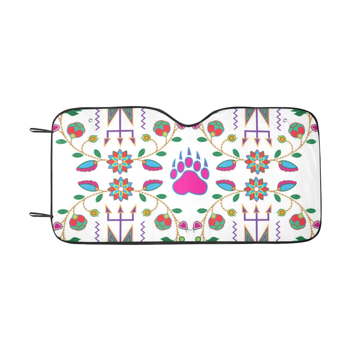 Geometric Floral Fall-White Car Sun Shade 55"x30" Car Sun Shade e-joyer