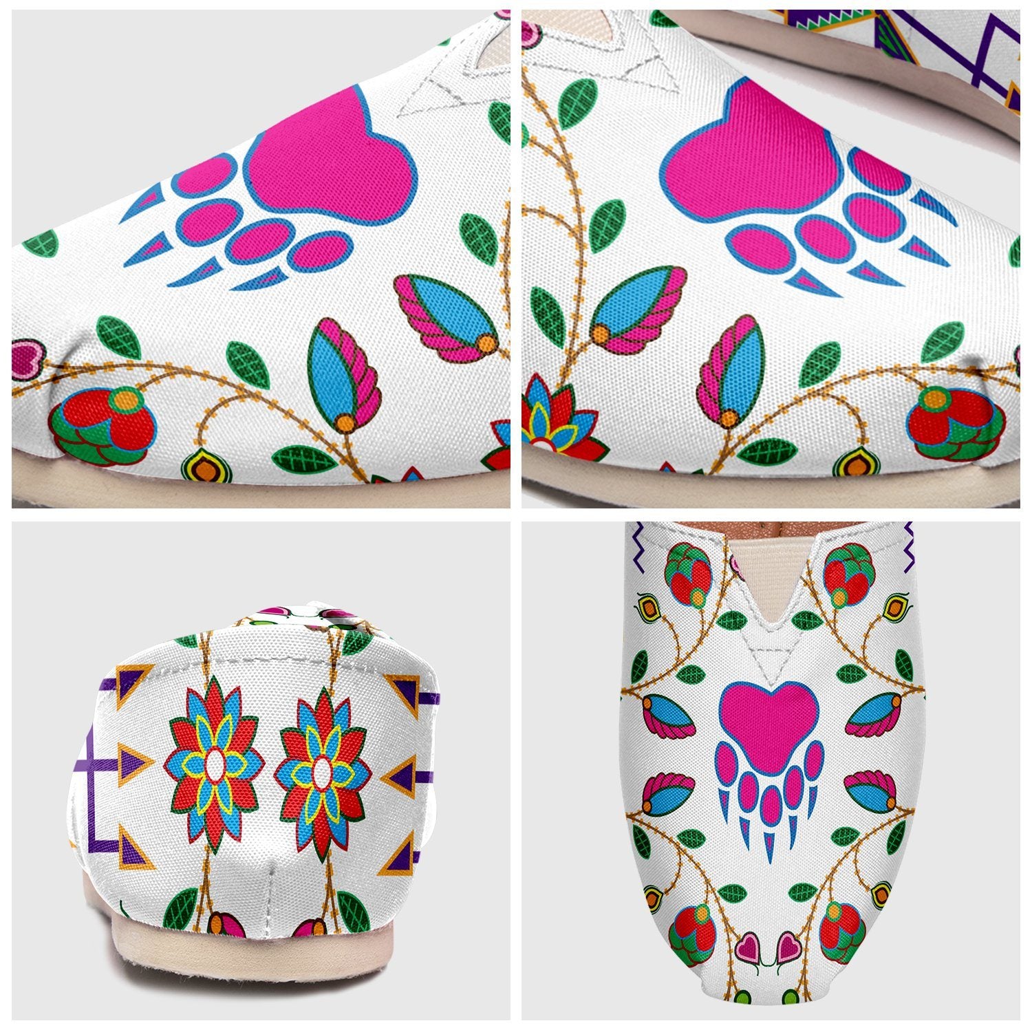 Geometric Floral Fall White Casual Unisex Slip On Shoe Herman