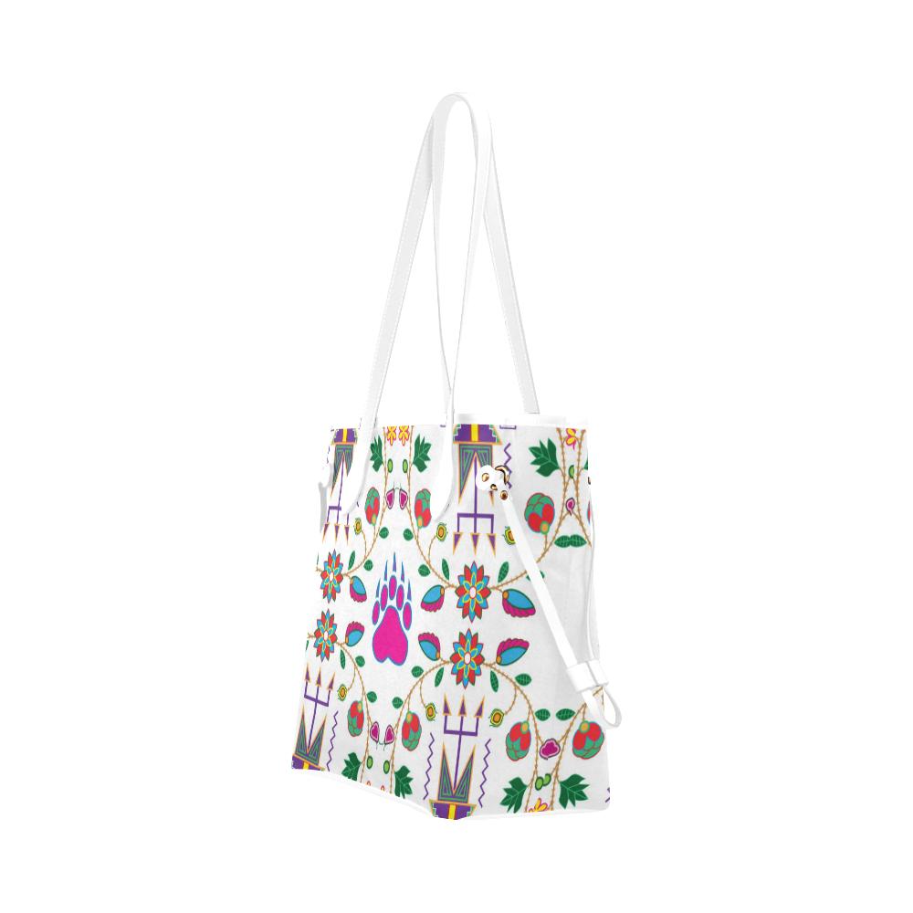 Geometric Floral Fall - White Clover Canvas Tote Bag (Model 1661) Clover Canvas Tote Bag (1661) e-joyer