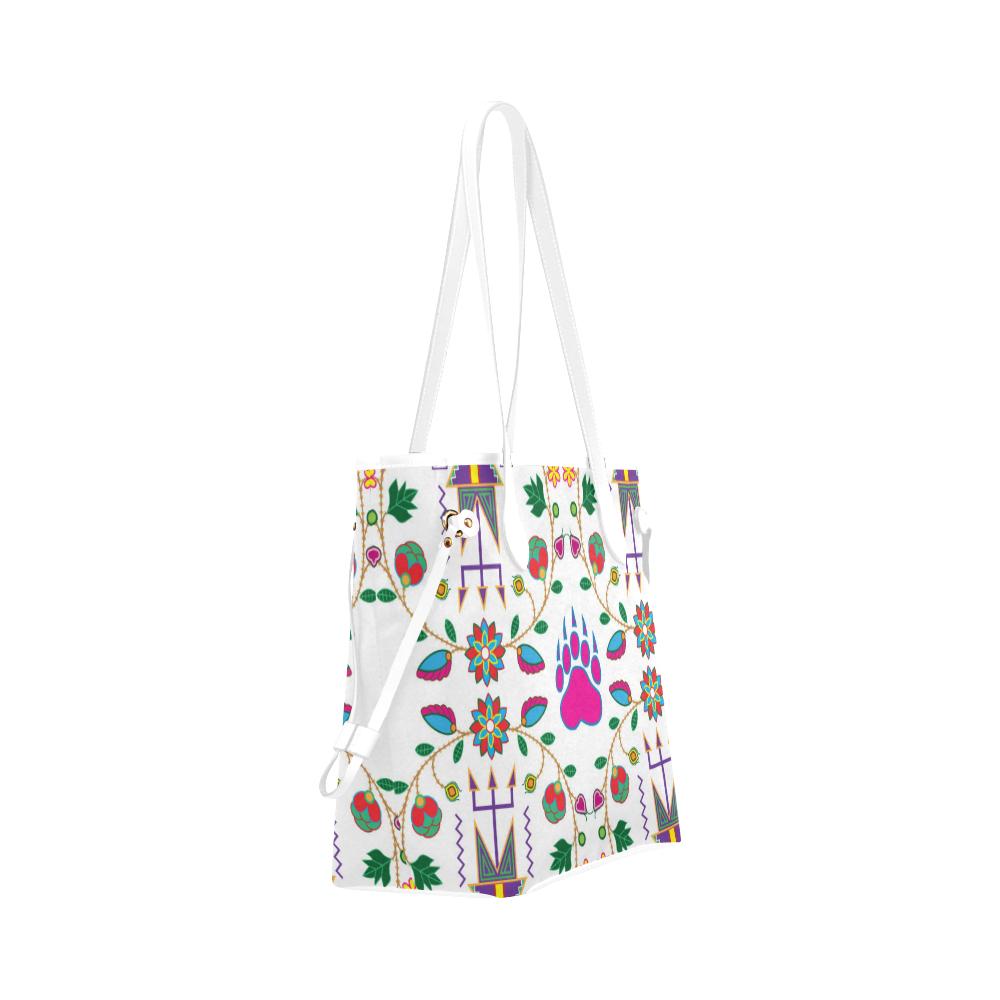 Geometric Floral Fall - White Clover Canvas Tote Bag (Model 1661) Clover Canvas Tote Bag (1661) e-joyer