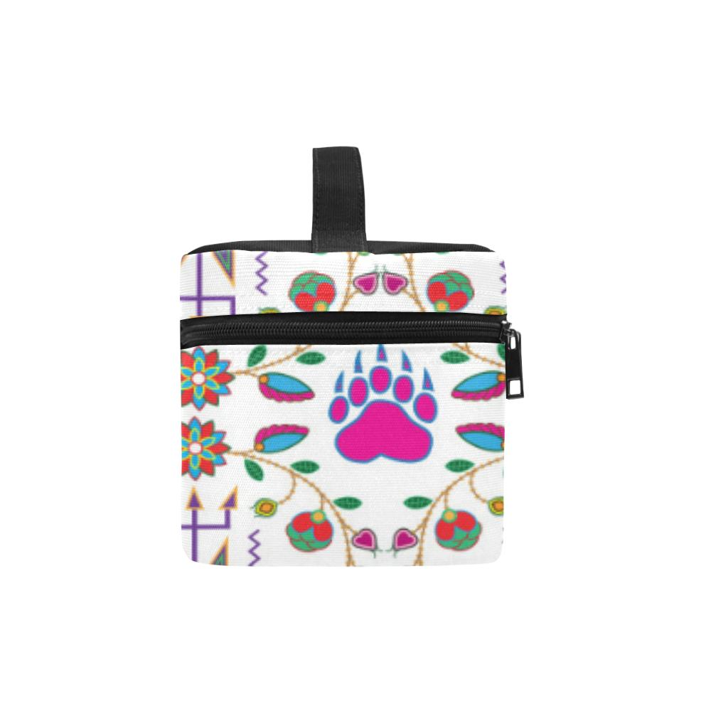 Geometric Floral Fall - White Cosmetic Bag/Large (Model 1658) Cosmetic Bag e-joyer