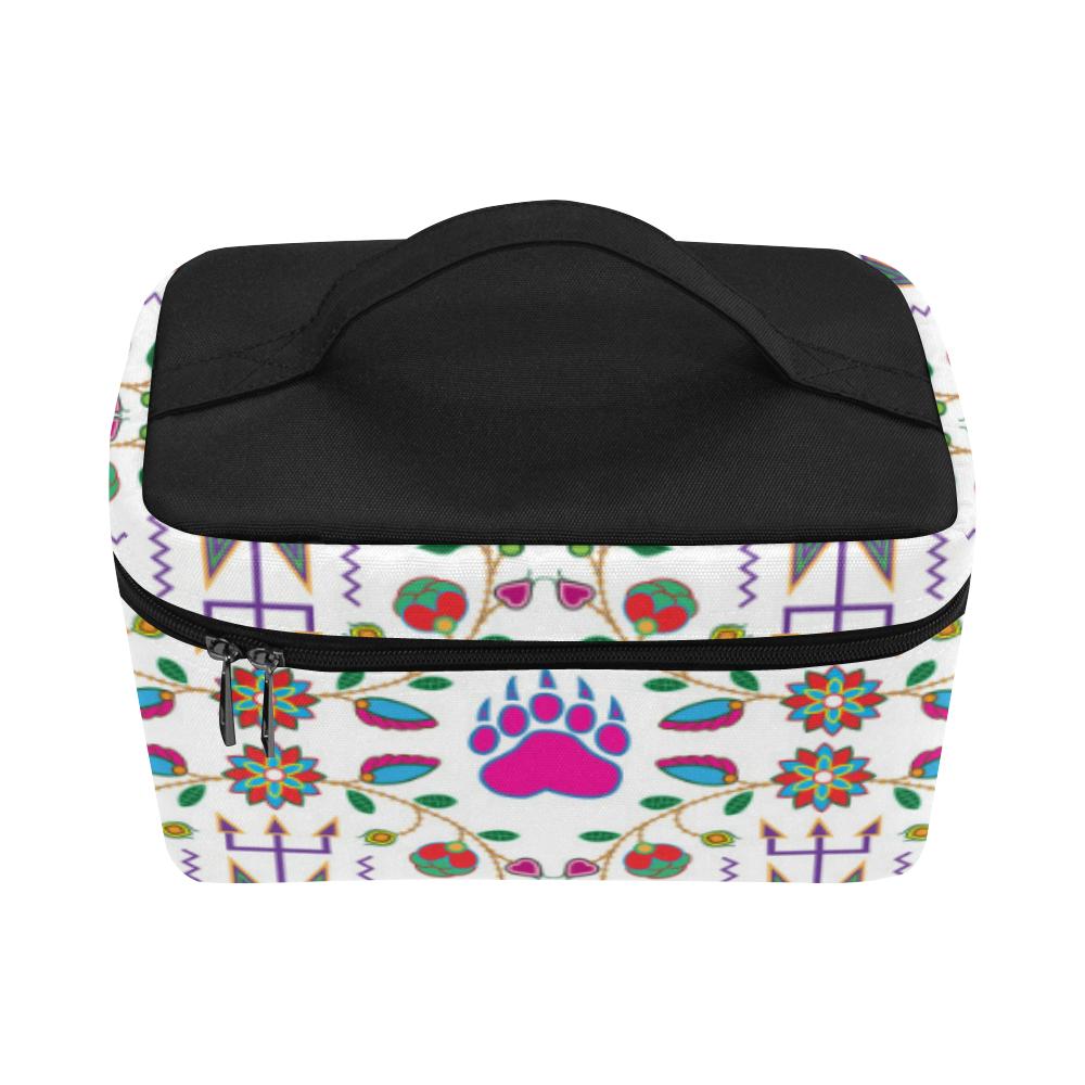 Geometric Floral Fall - White Cosmetic Bag/Large (Model 1658) Cosmetic Bag e-joyer