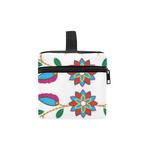 Geometric Floral Fall-White Cosmetic Bag/Large (Model 1658) Cosmetic Bag e-joyer