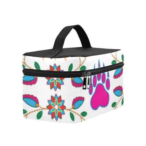 Geometric Floral Fall-White Cosmetic Bag/Large (Model 1658) Cosmetic Bag e-joyer