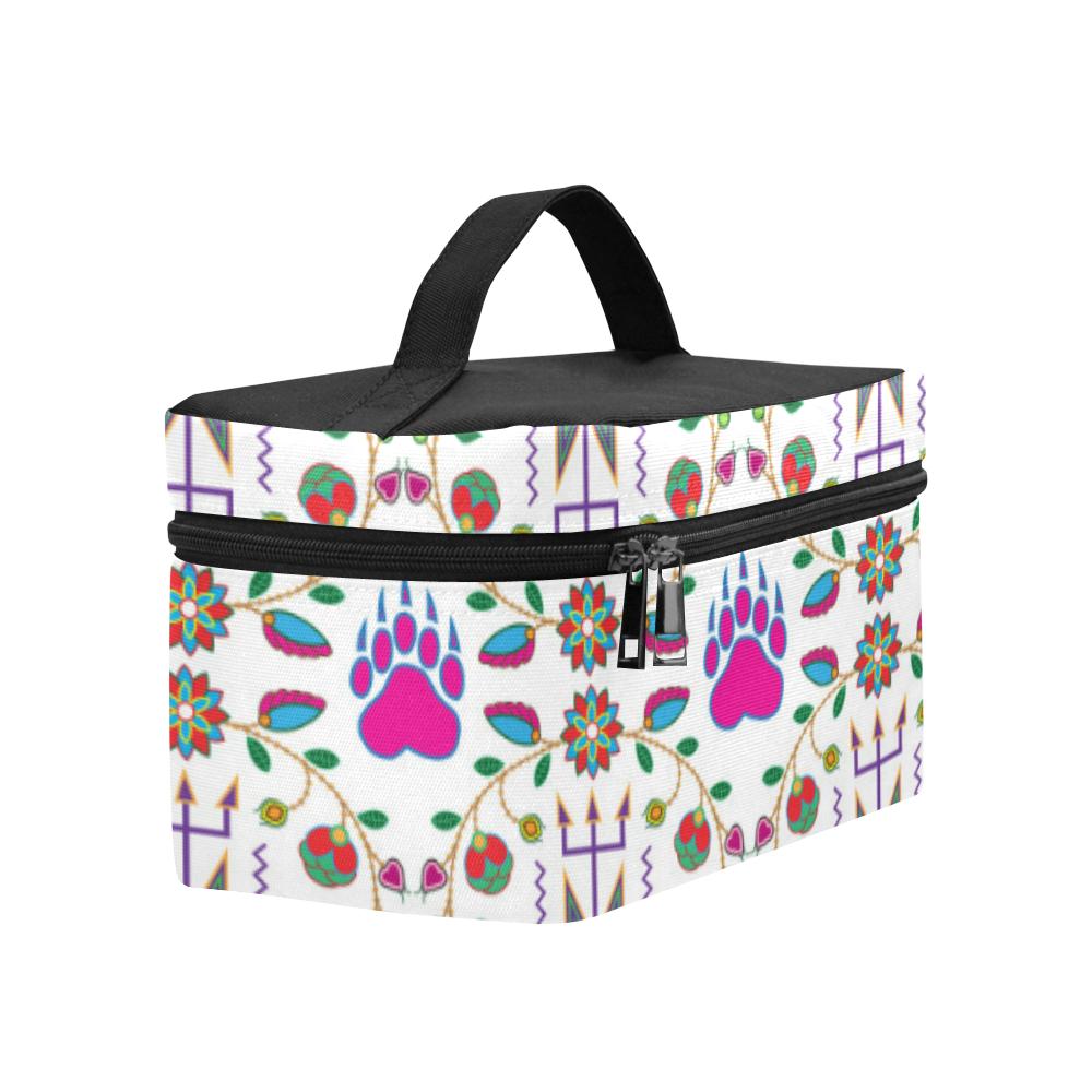 Geometric Floral Fall - White Cosmetic Bag/Large (Model 1658) Cosmetic Bag e-joyer