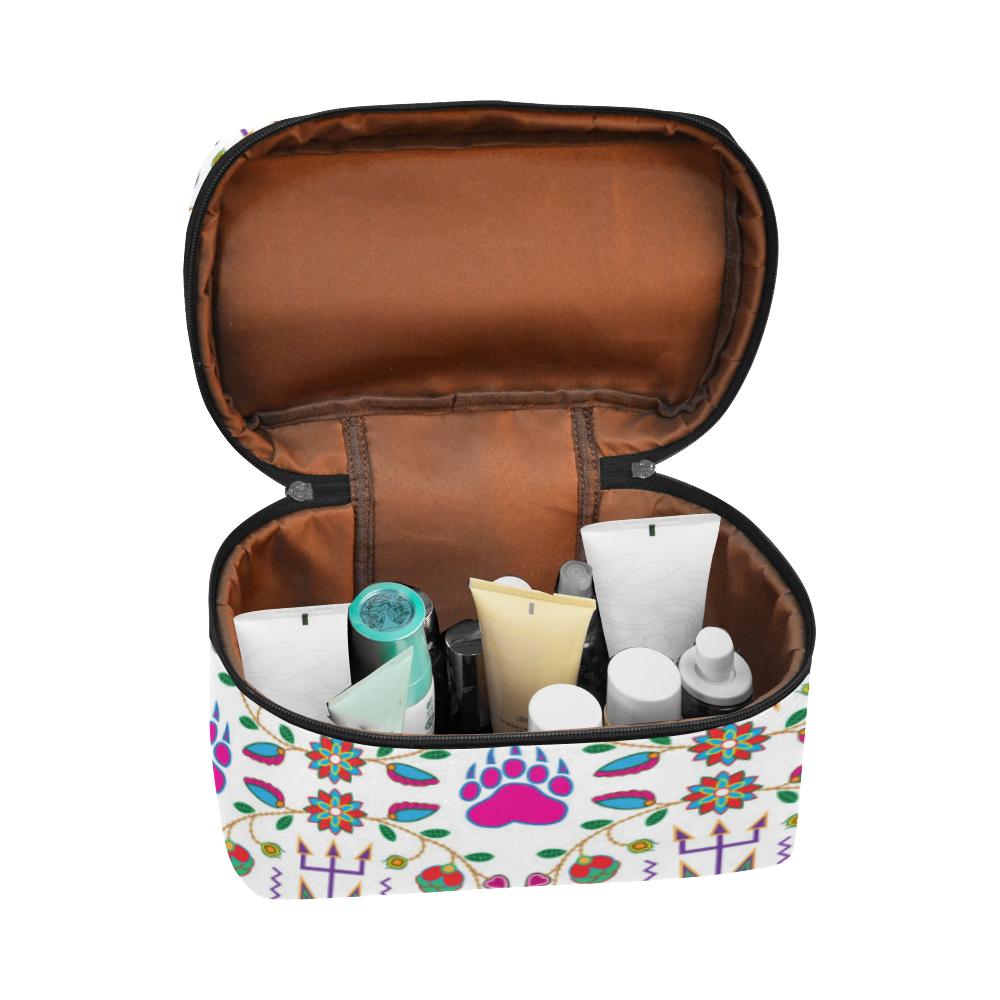 Geometric Floral Fall - White Cosmetic Bag/Large (Model 1658) Cosmetic Bag e-joyer