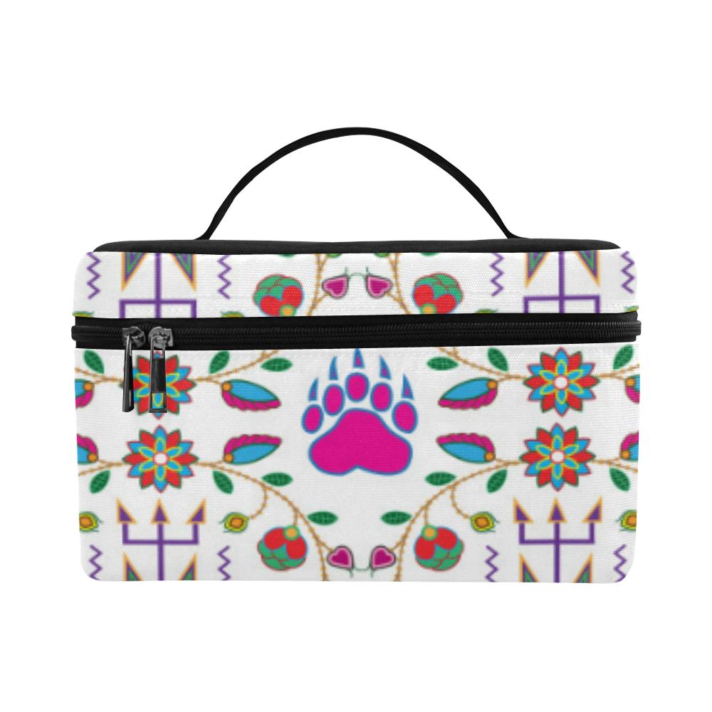 Geometric Floral Fall - White Cosmetic Bag/Large (Model 1658) Cosmetic Bag e-joyer