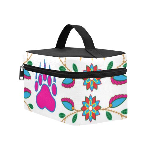 Geometric Floral Fall-White Cosmetic Bag/Large (Model 1658) Cosmetic Bag e-joyer