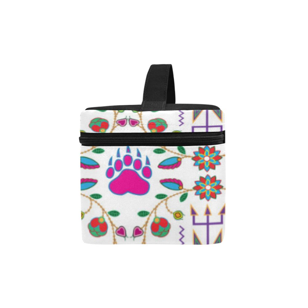 Geometric Floral Fall - White Cosmetic Bag/Large (Model 1658) Cosmetic Bag e-joyer