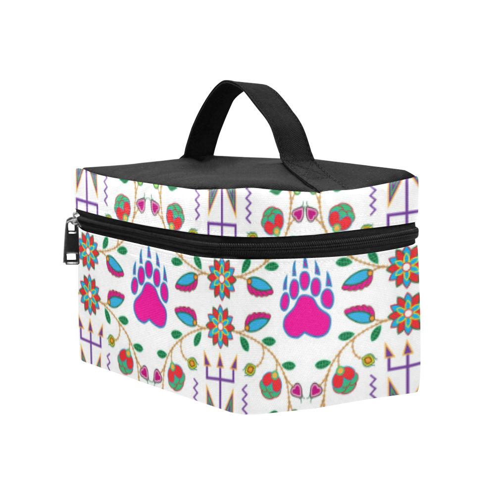 Geometric Floral Fall - White Cosmetic Bag/Large (Model 1658) Cosmetic Bag e-joyer
