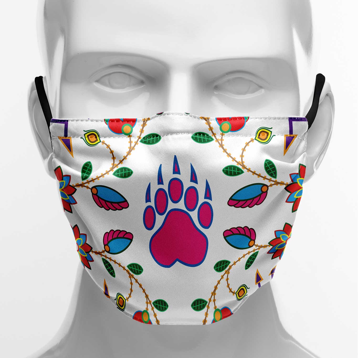 Geometric Floral Fall White Face Cover Herman