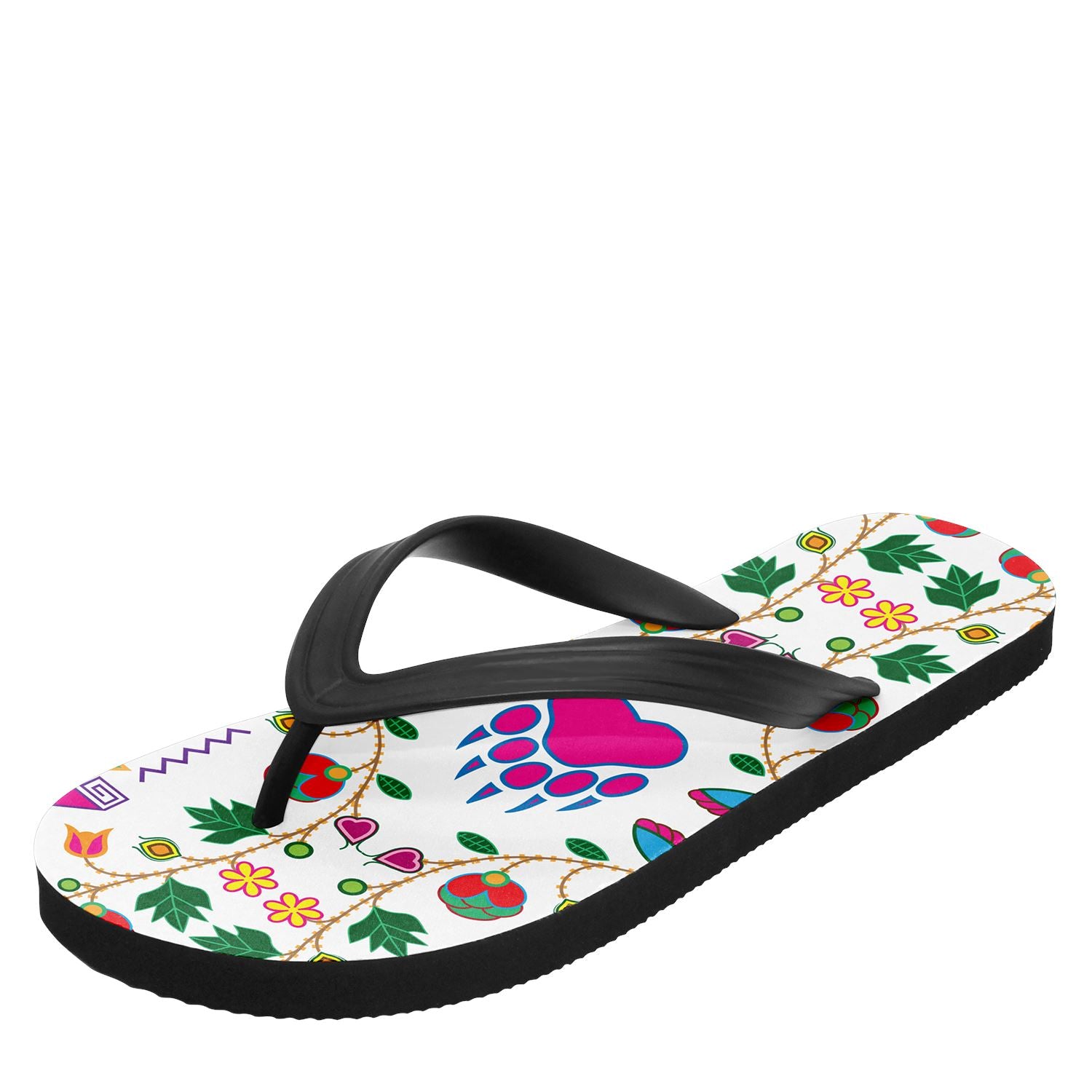Geometric Floral Fall White Flip Flops 49 Dzine