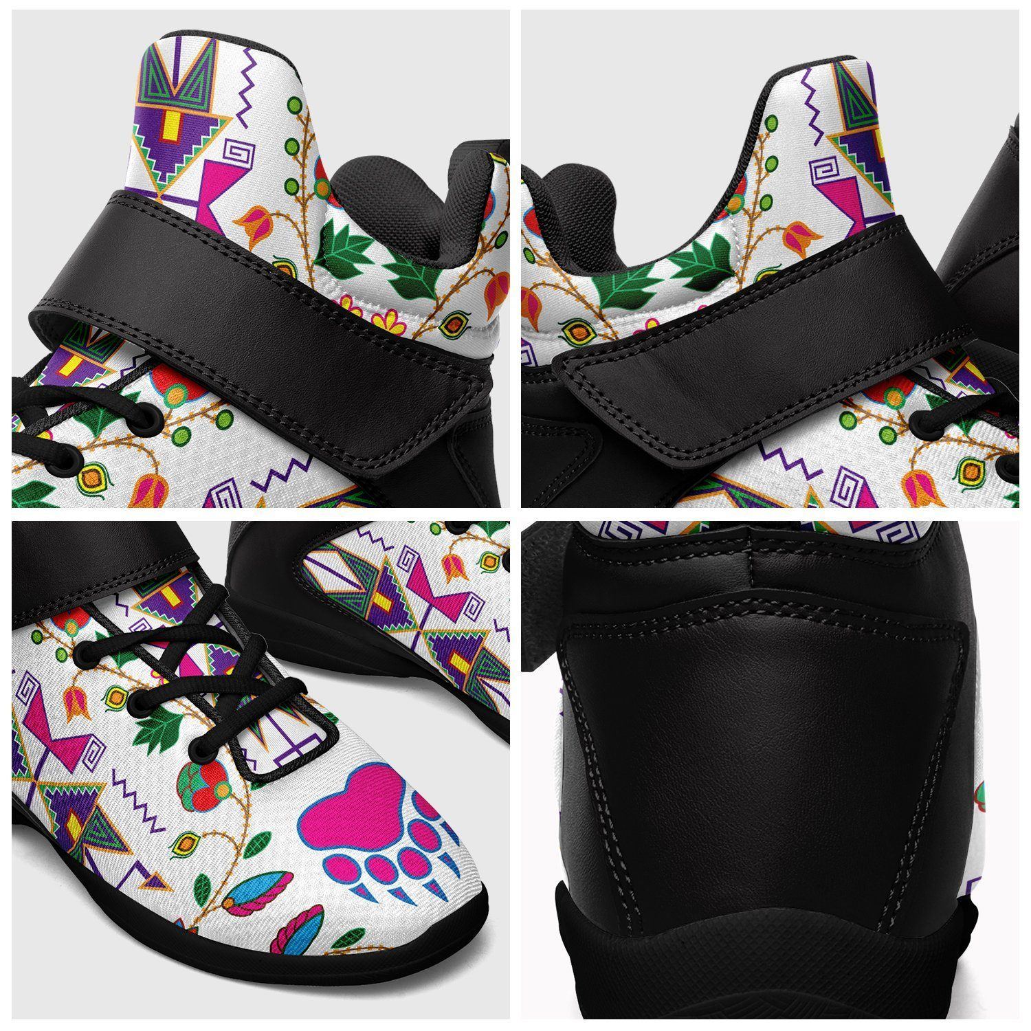Geometric Floral Fall White Ipottaa Basketball / Sport High Top Shoes - Black Sole 49 Dzine