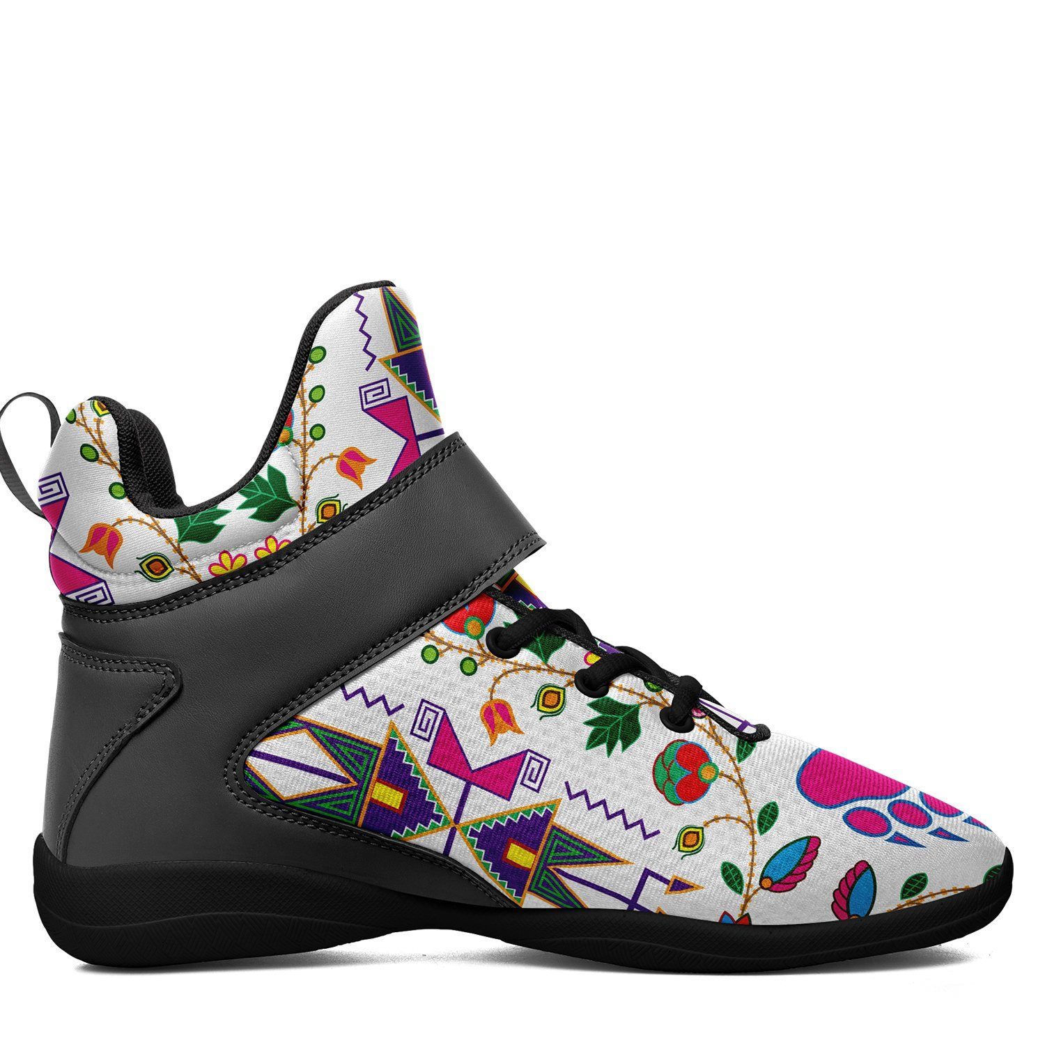 Geometric Floral Fall White Ipottaa Basketball / Sport High Top Shoes - Black Sole 49 Dzine