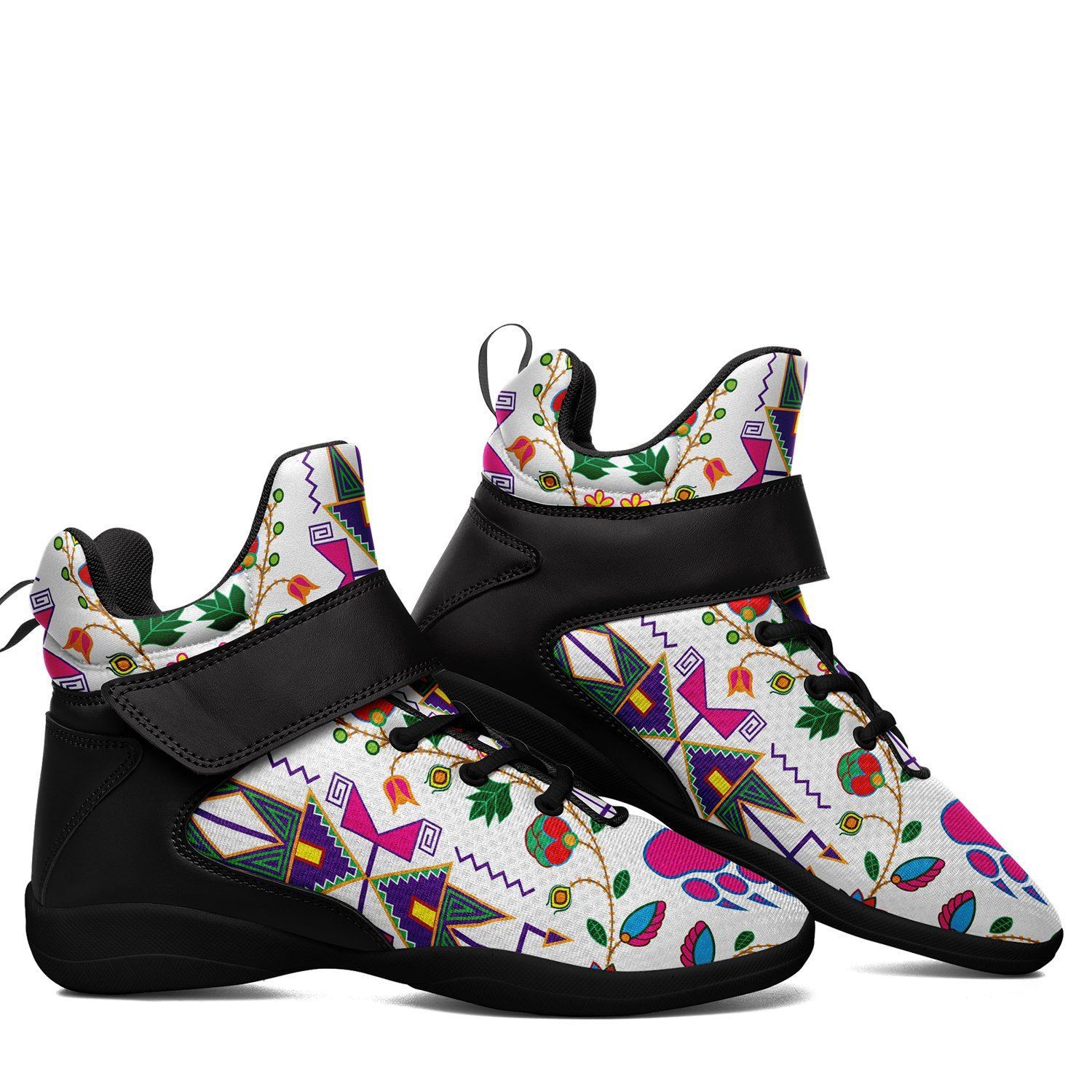 Geometric Floral Fall White Ipottaa Basketball / Sport High Top Shoes - Black Sole 49 Dzine