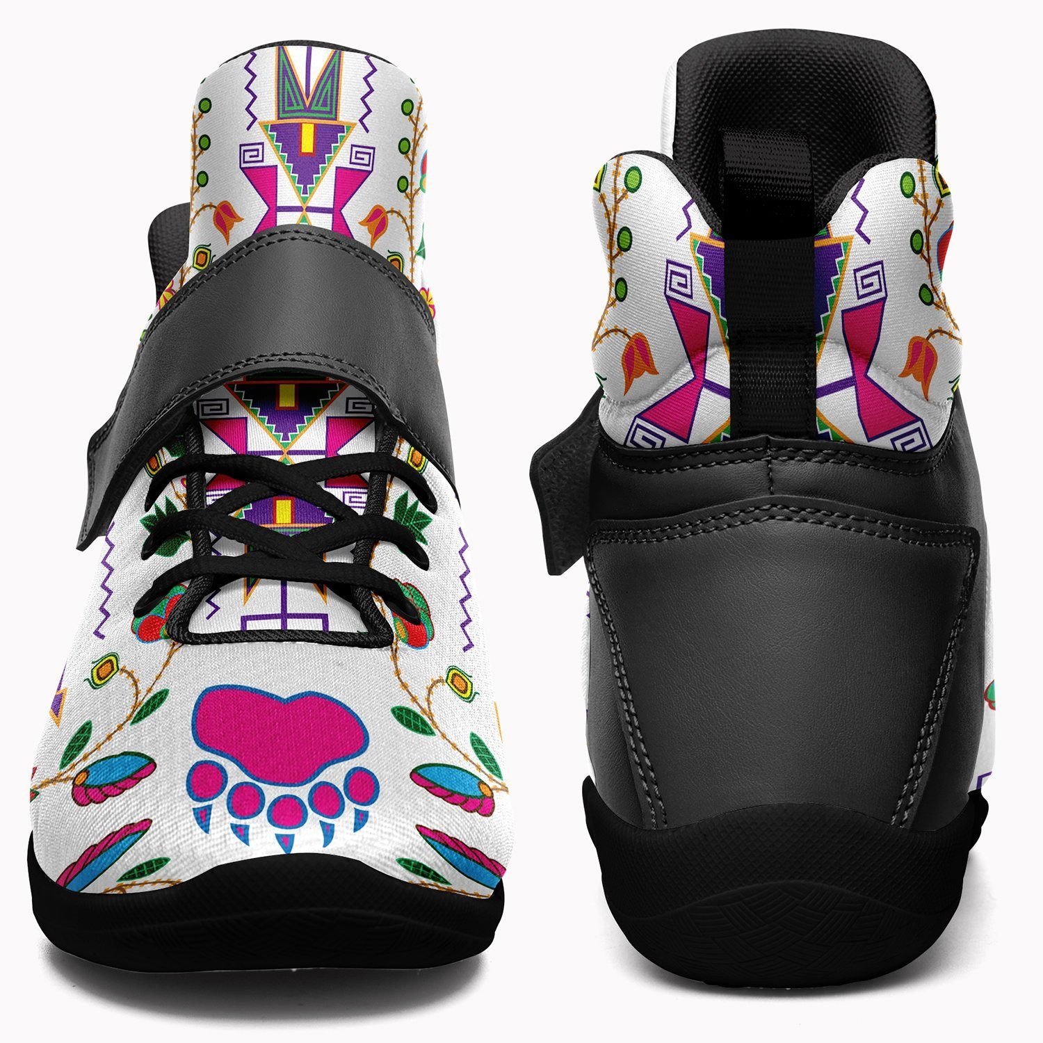Geometric Floral Fall White Ipottaa Basketball / Sport High Top Shoes - Black Sole 49 Dzine