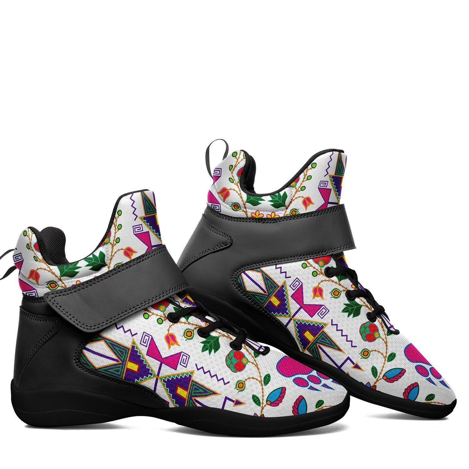 Geometric Floral Fall White Ipottaa Basketball / Sport High Top Shoes - Black Sole 49 Dzine