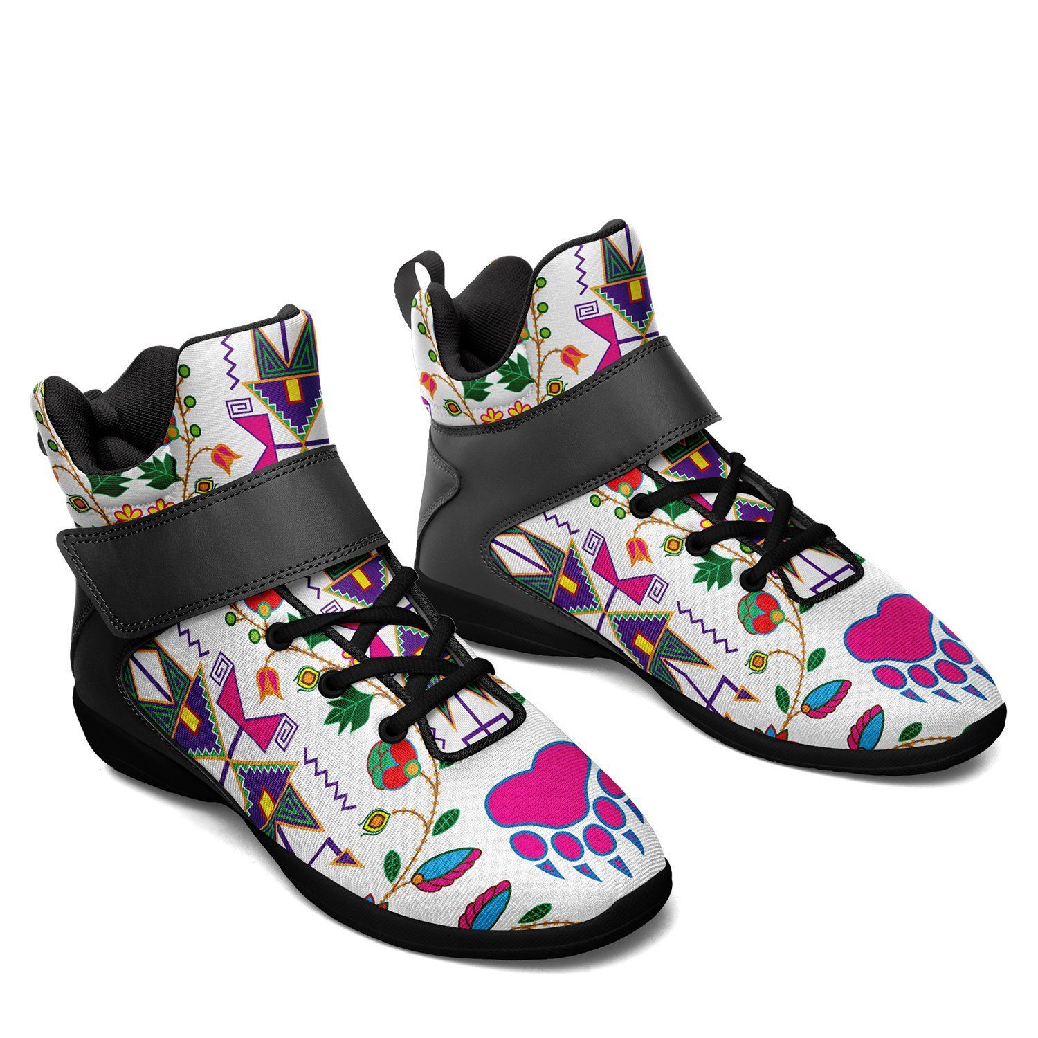 Geometric Floral Fall White Ipottaa Basketball / Sport High Top Shoes - Black Sole 49 Dzine