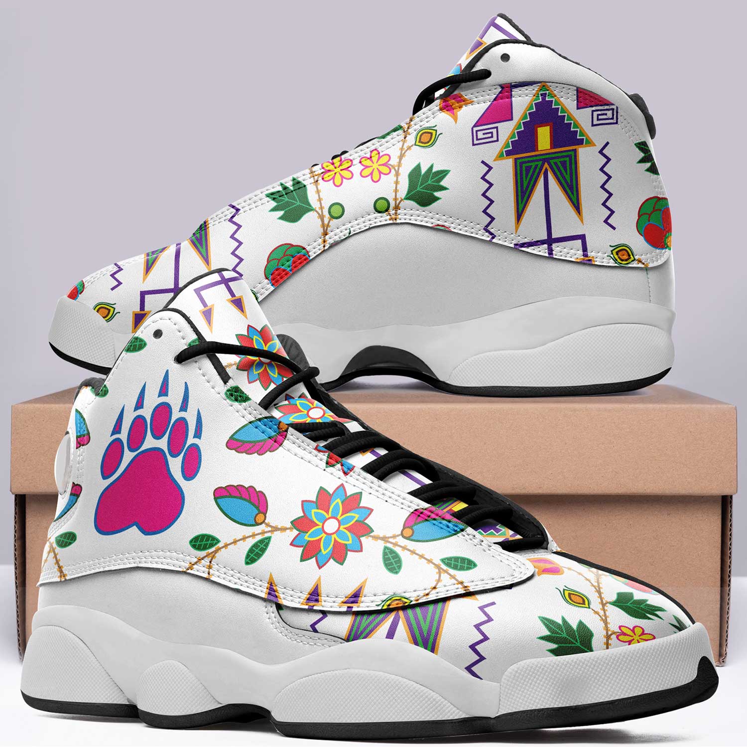Geometric Floral Fall White Isstsokini Athletic Shoes Herman