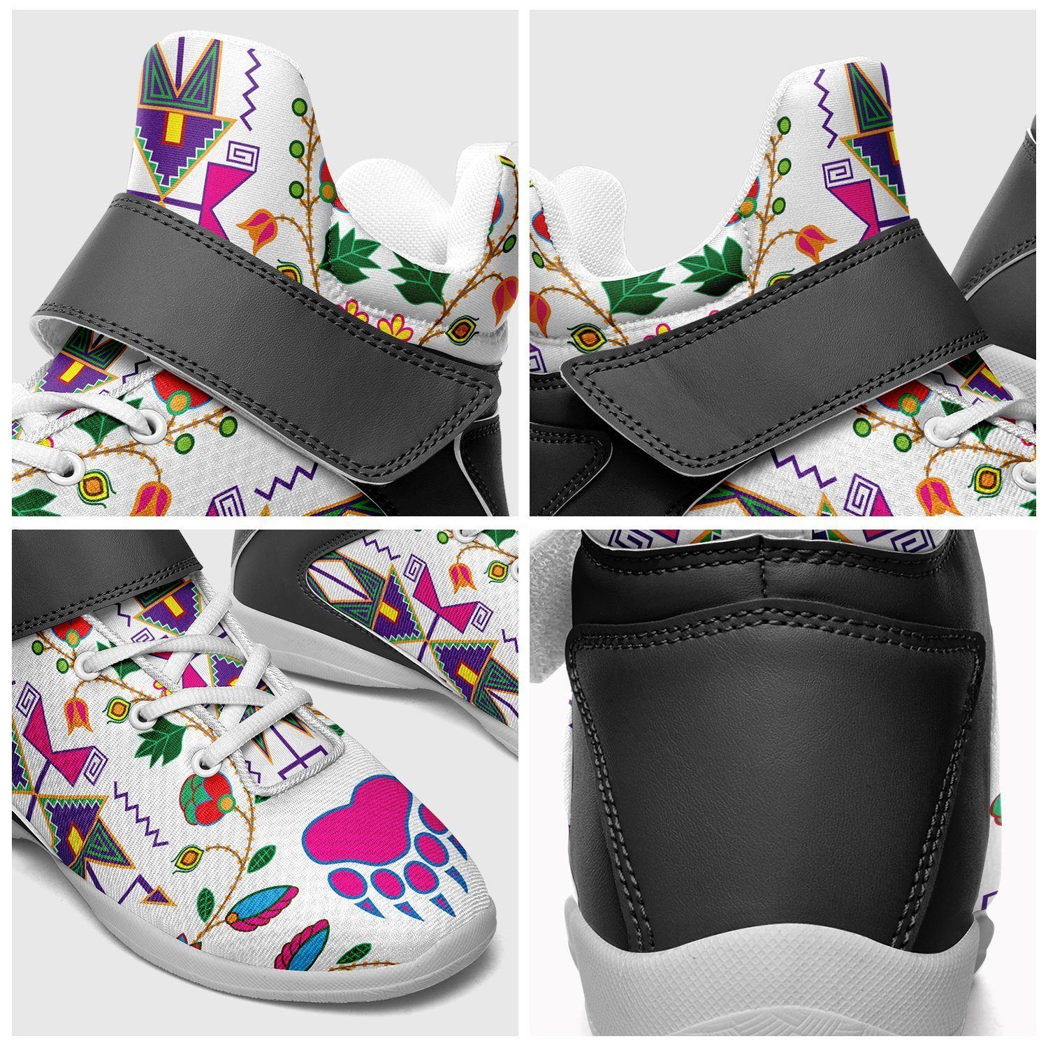 Geometric Floral Fall White Kid's Ipottaa Basketball / Sport High Top Shoes 49 Dzine