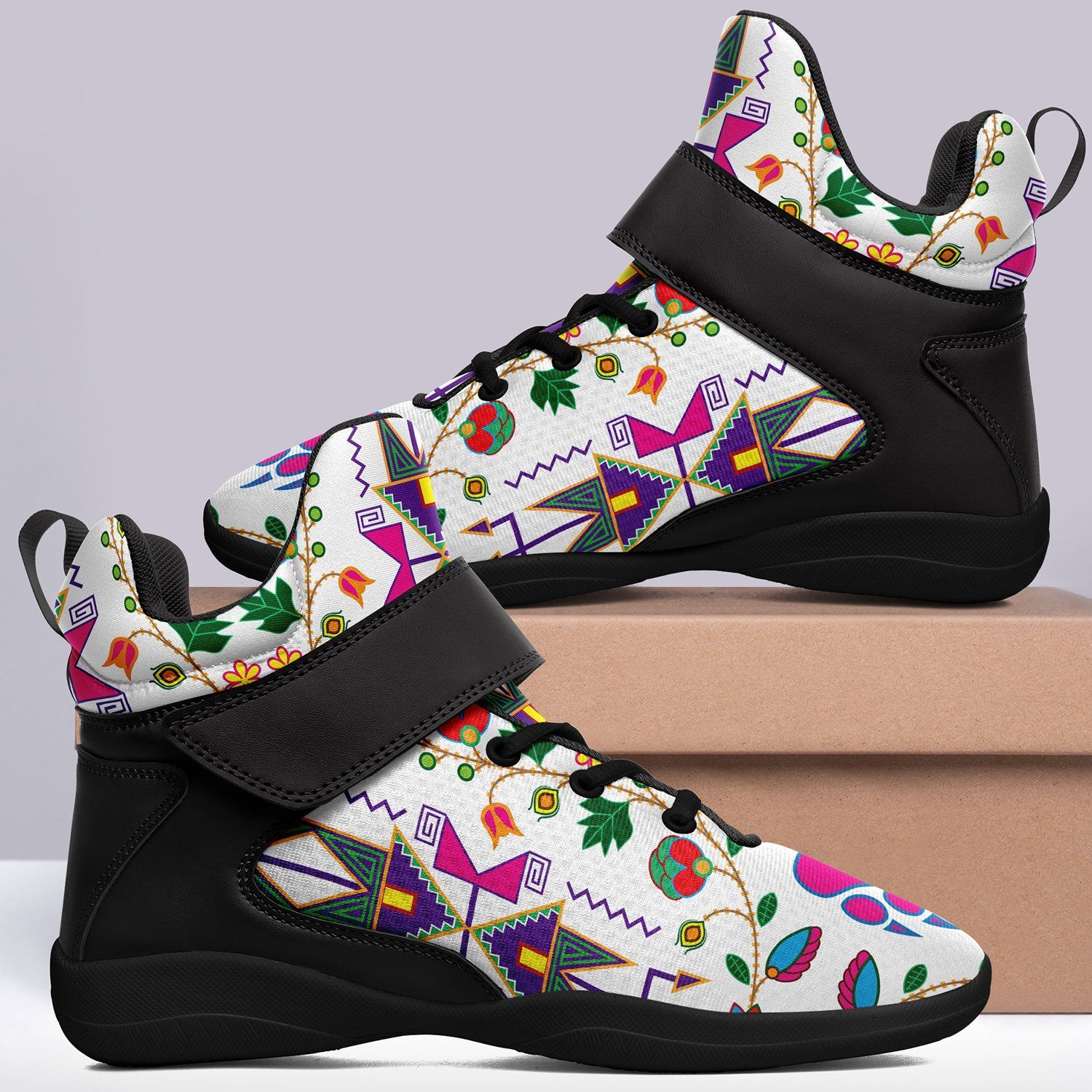 Geometric Floral Fall White Kid's Ipottaa Basketball / Sport High Top Shoes 49 Dzine