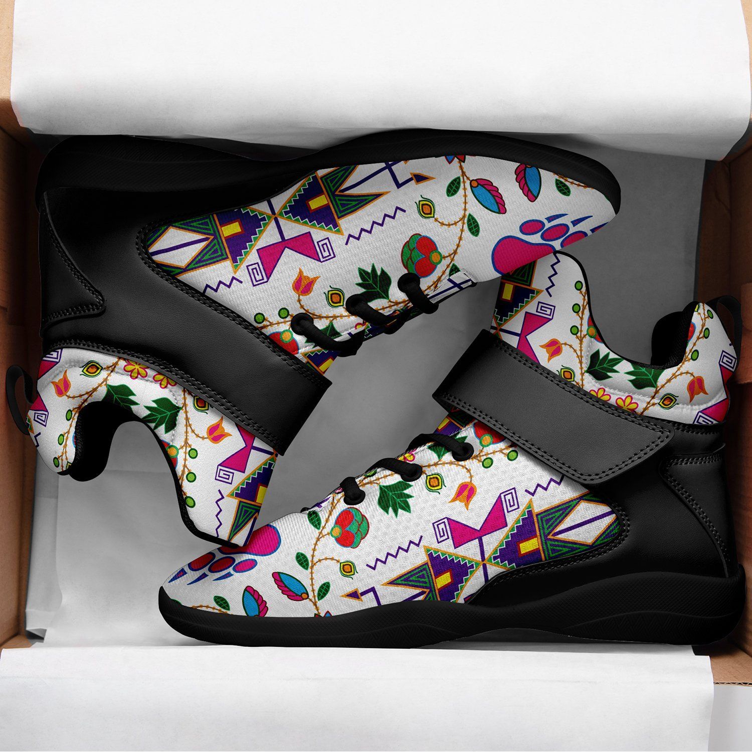 Geometric Floral Fall White Kid's Ipottaa Basketball / Sport High Top Shoes 49 Dzine