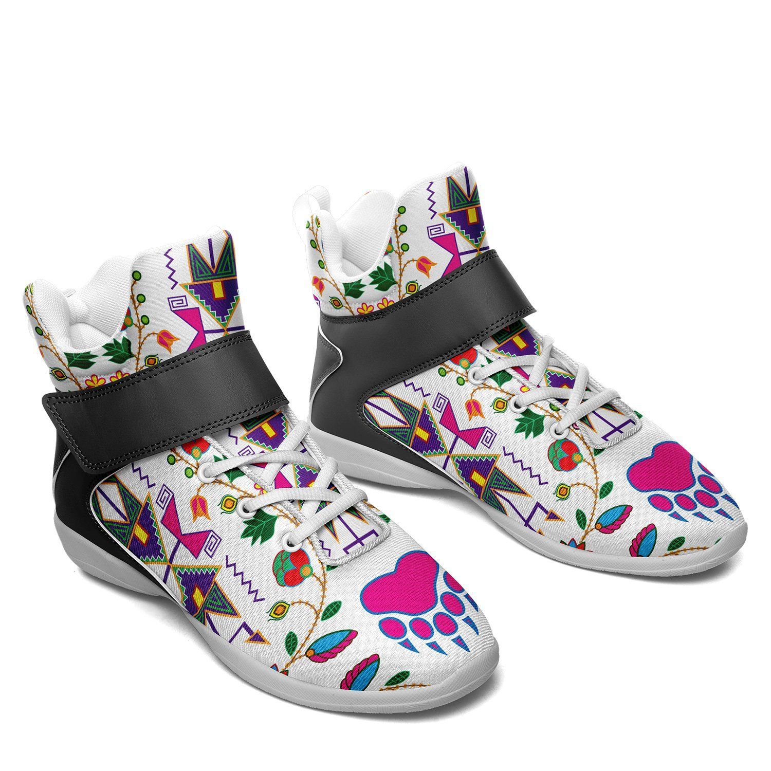 Geometric Floral Fall White Kid's Ipottaa Basketball / Sport High Top Shoes 49 Dzine