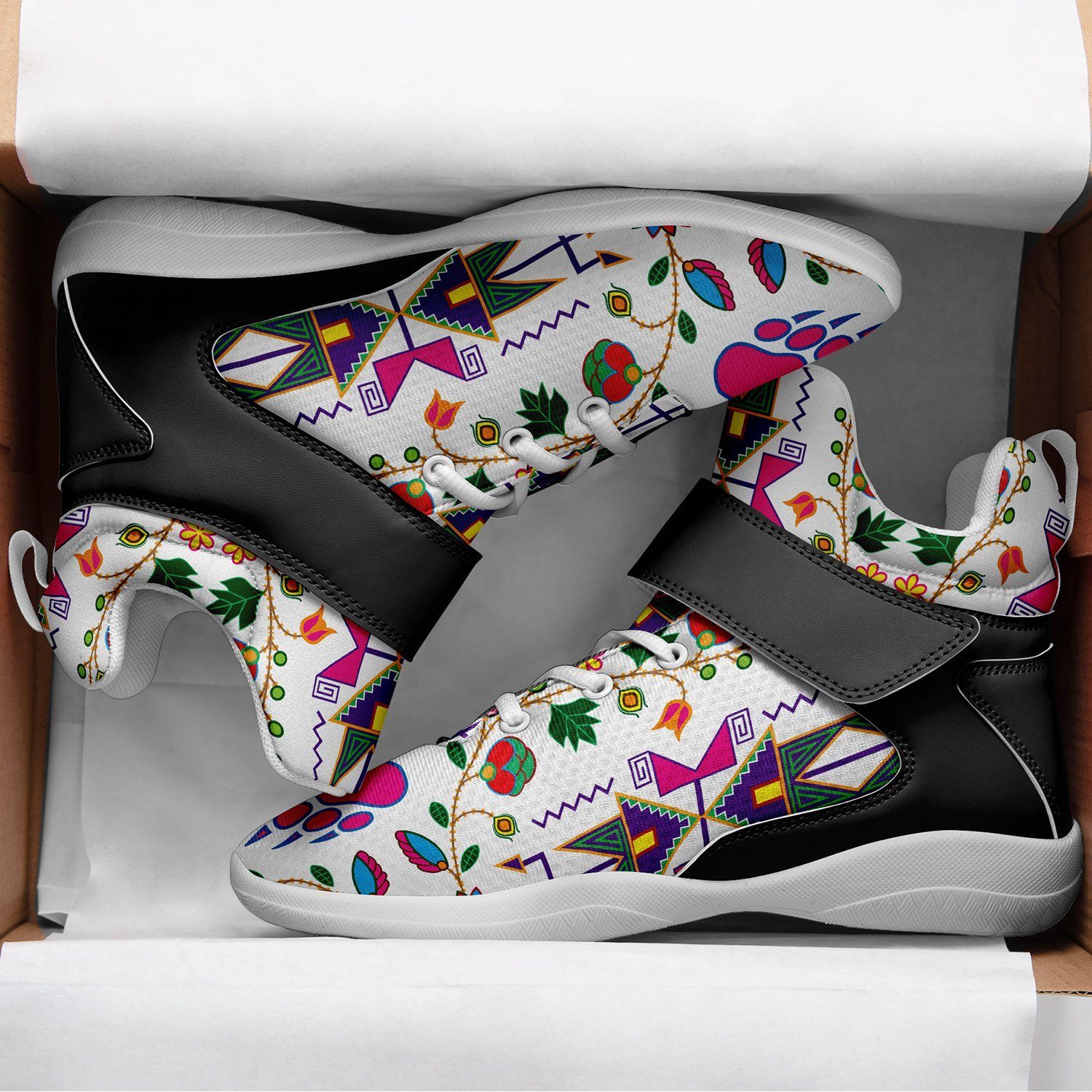 Geometric Floral Fall White Kid's Ipottaa Basketball / Sport High Top Shoes 49 Dzine