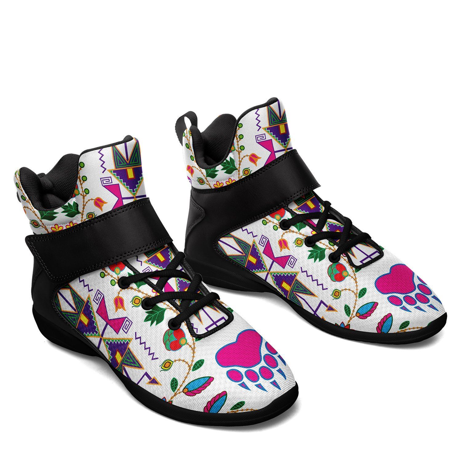 Geometric Floral Fall White Kid's Ipottaa Basketball / Sport High Top Shoes 49 Dzine