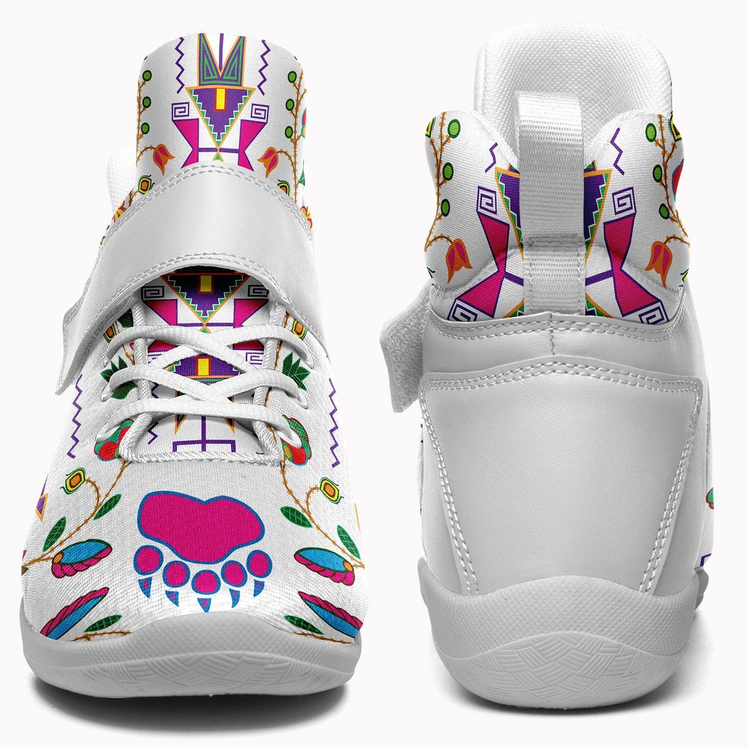 Geometric Floral Fall White Kid's Ipottaa Basketball / Sport High Top Shoes 49 Dzine