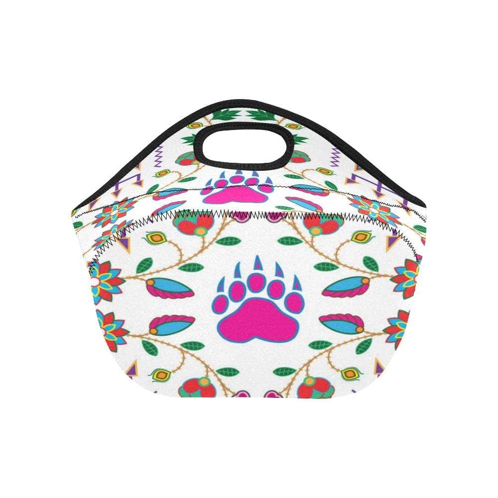 Geometric Floral Fall-White Neoprene Lunch Bag/Small (Model 1669) Neoprene Lunch Bag/Small (1669) e-joyer