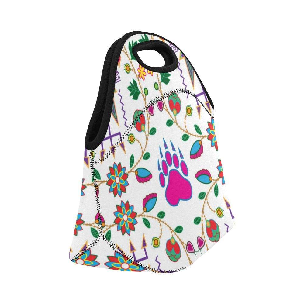 Geometric Floral Fall-White Neoprene Lunch Bag/Small (Model 1669) Neoprene Lunch Bag/Small (1669) e-joyer
