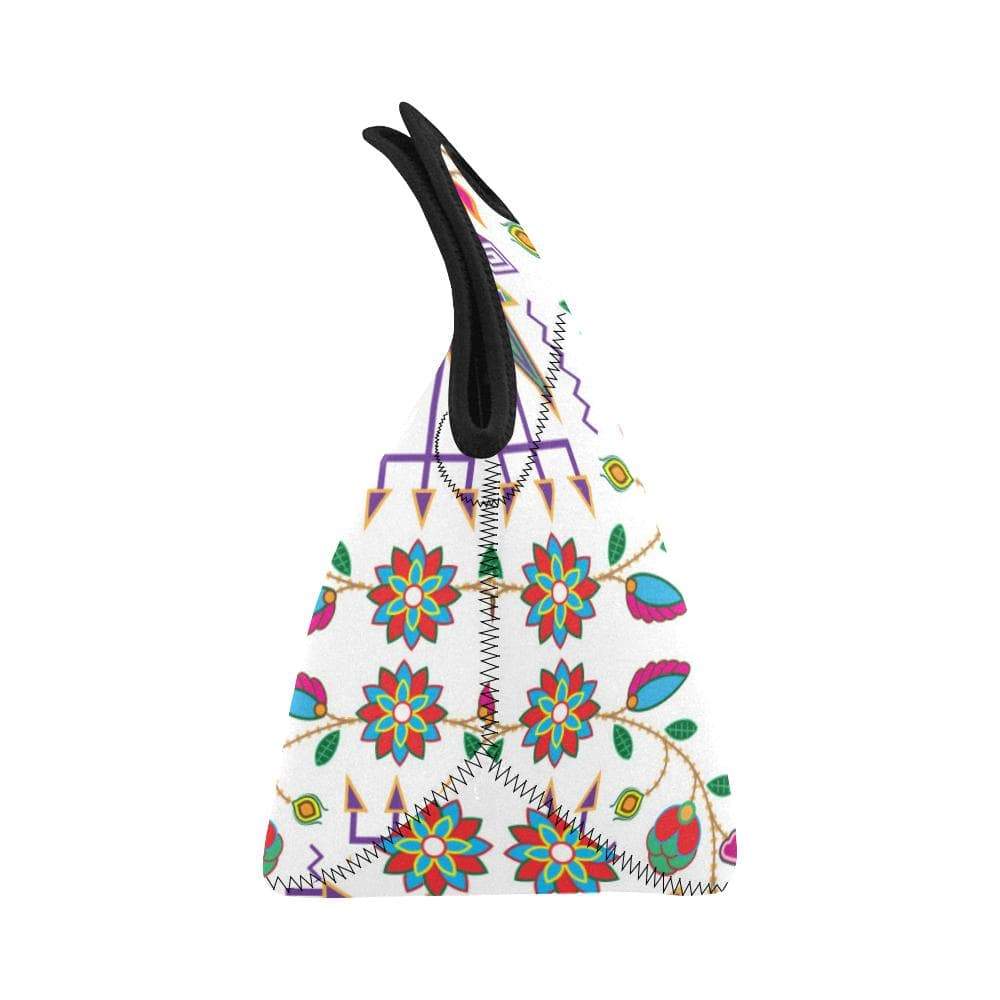 Geometric Floral Fall-White Neoprene Lunch Bag/Small (Model 1669) Neoprene Lunch Bag/Small (1669) e-joyer
