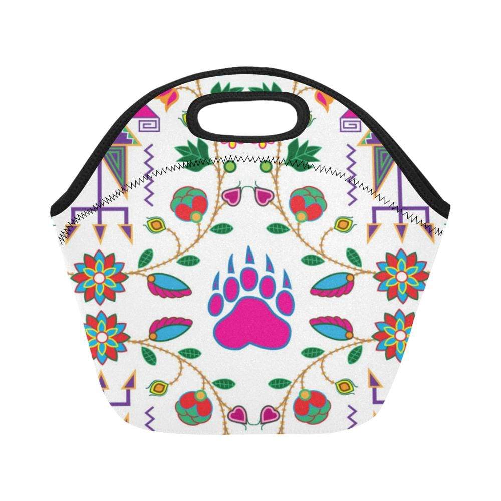 Geometric Floral Fall-White Neoprene Lunch Bag/Small (Model 1669) Neoprene Lunch Bag/Small (1669) e-joyer