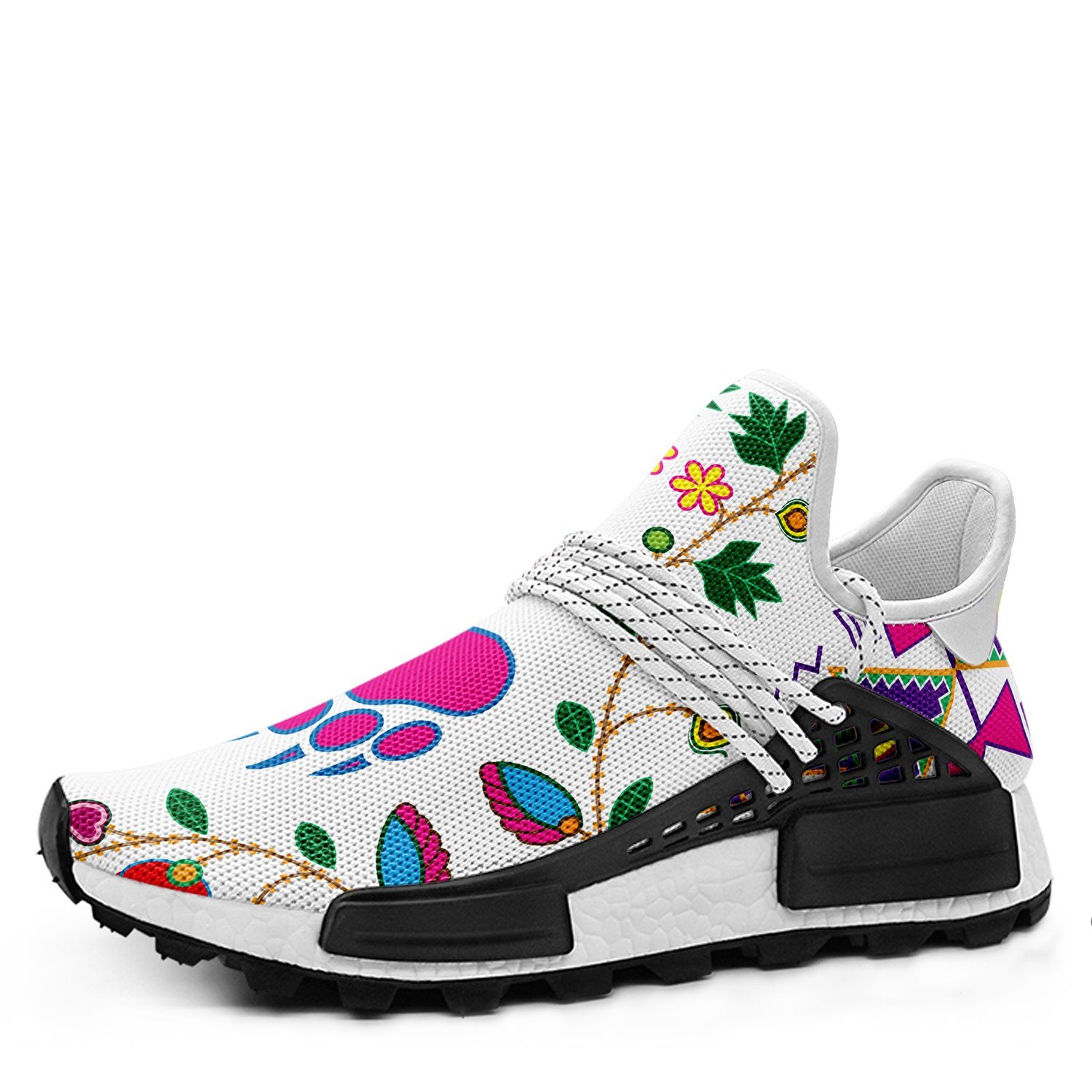 Geometric Floral Fall White Okaki Sneakers Shoes 49 Dzine
