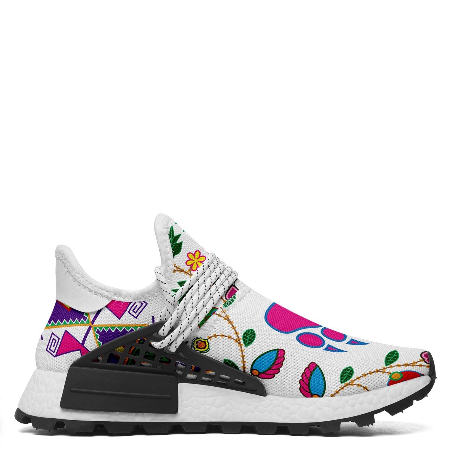 Geometric Floral Fall White Okaki Sneakers Shoes 49 Dzine