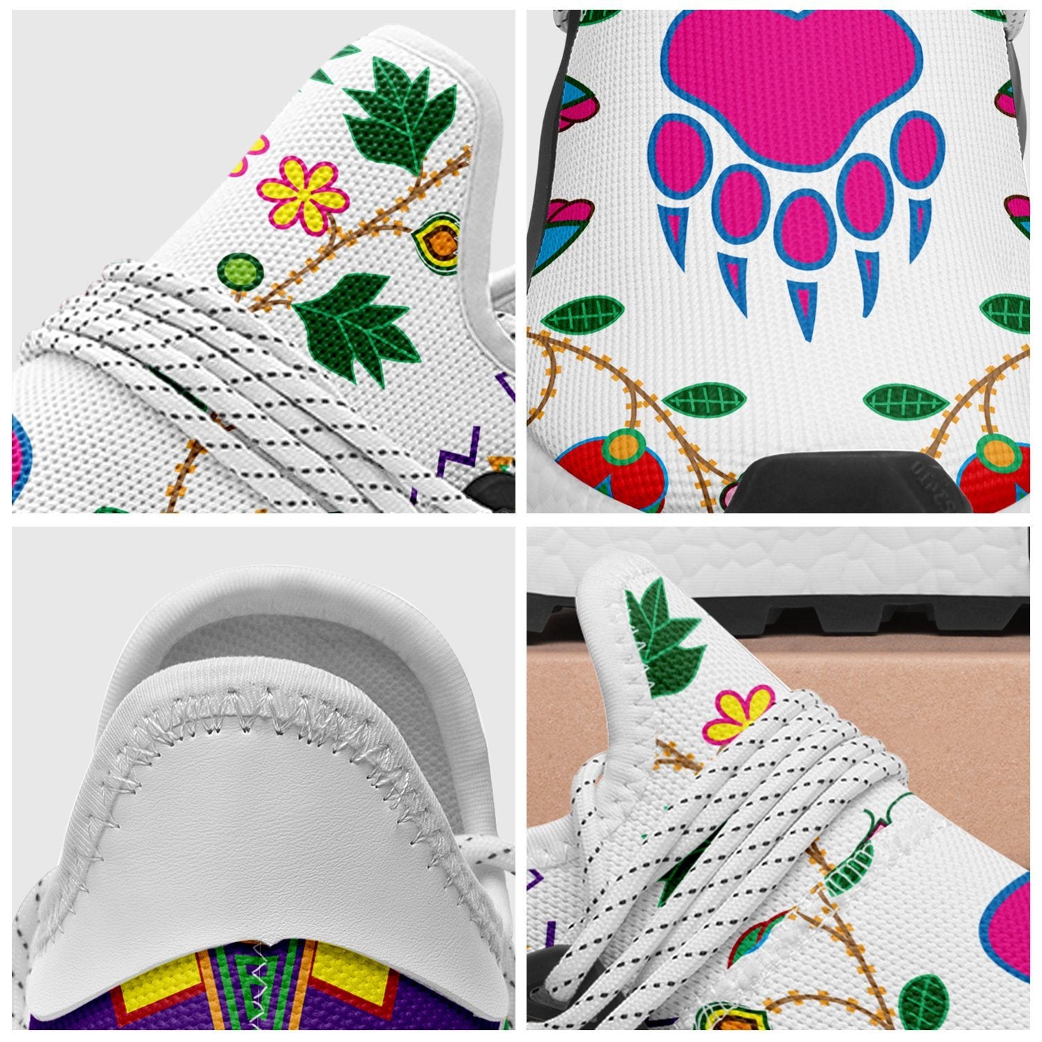 Geometric Floral Fall White Okaki Sneakers Shoes 49 Dzine