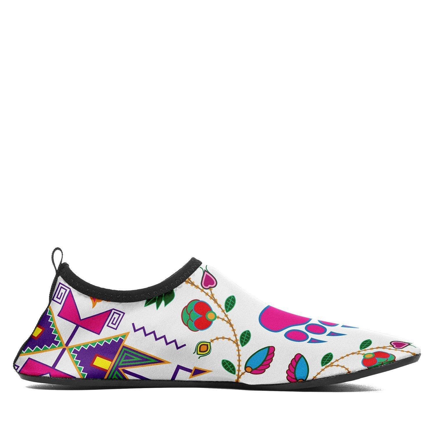 Geometric Floral Fall White Sockamoccs Kid's Slip On Shoes 49 Dzine