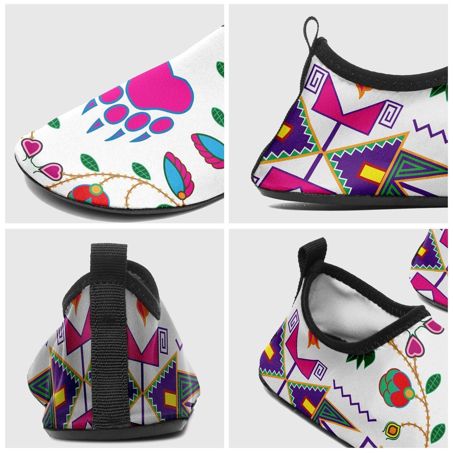 Geometric Floral Fall White Sockamoccs Kid's Slip On Shoes 49 Dzine