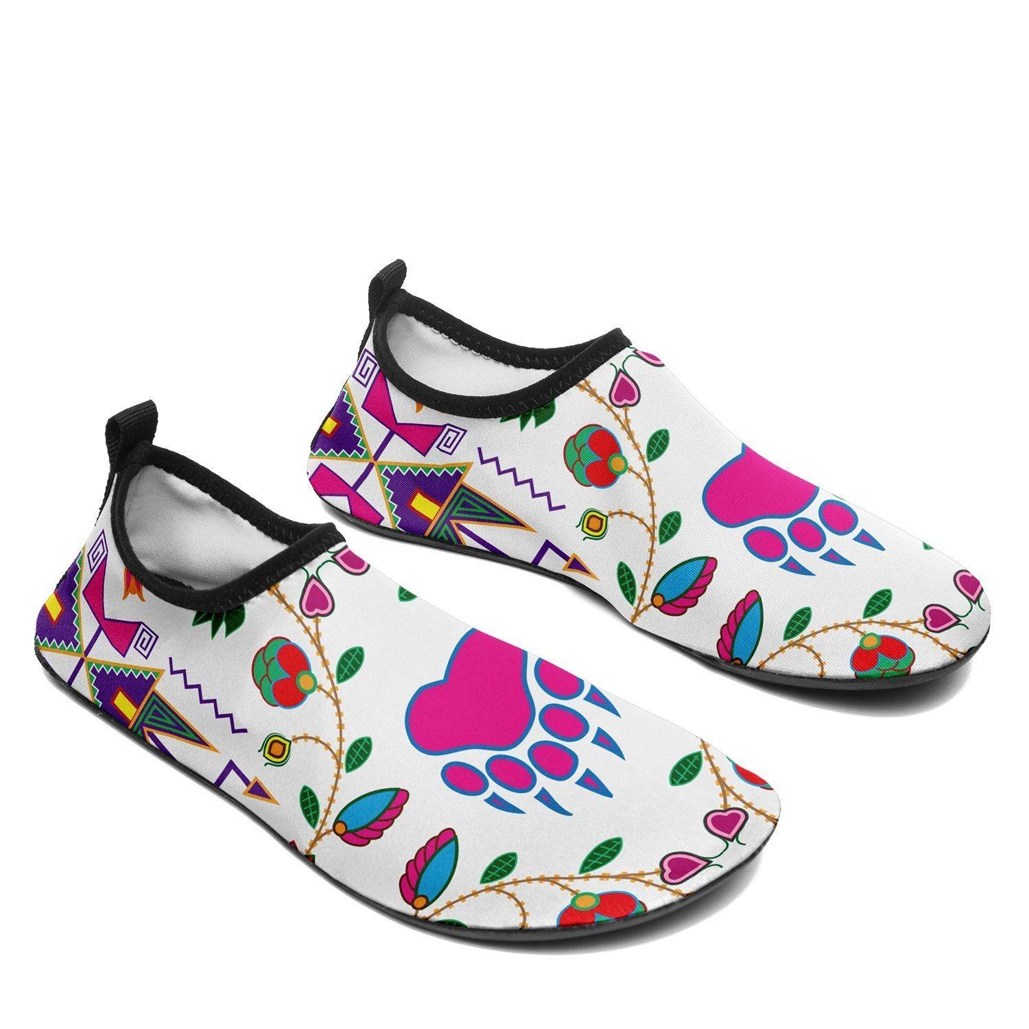 Geometric Floral Fall White Sockamoccs Kid's Slip On Shoes 49 Dzine