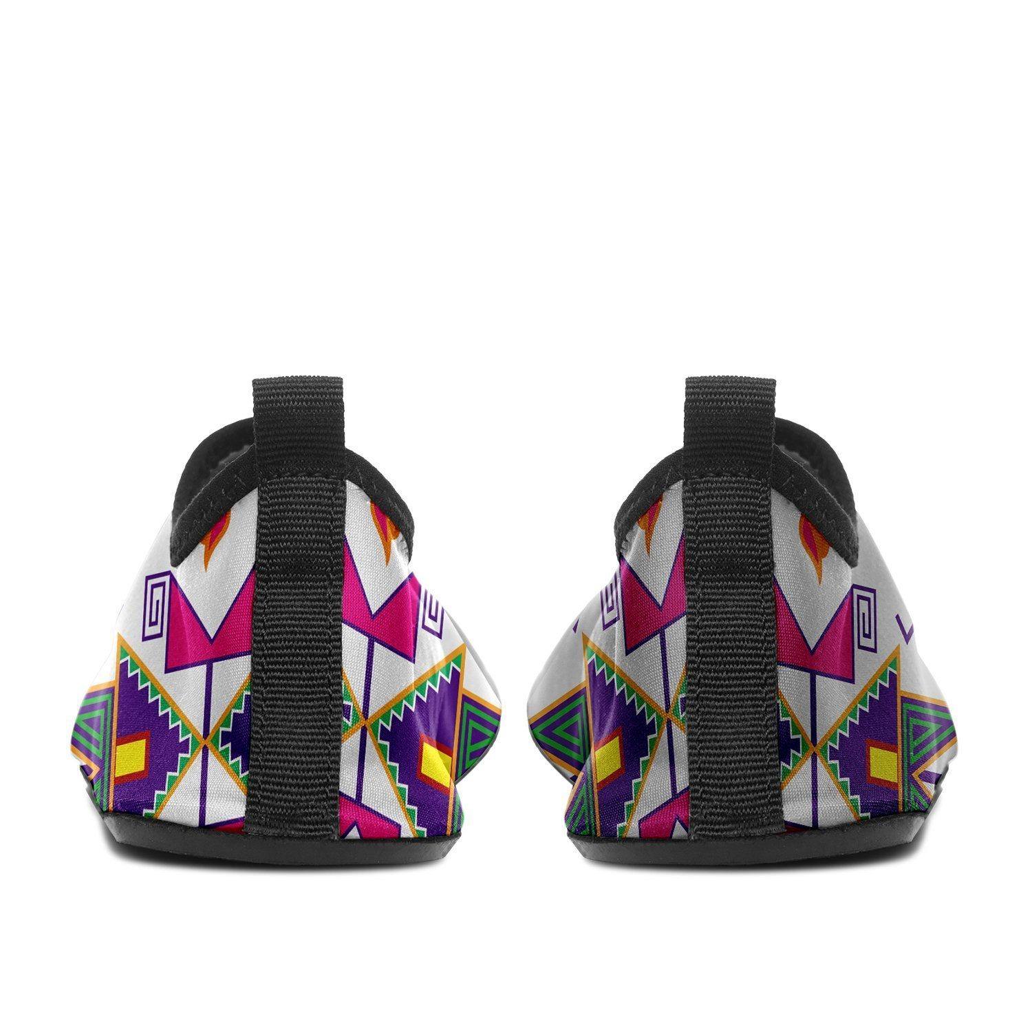 Geometric Floral Fall White Sockamoccs Kid's Slip On Shoes 49 Dzine