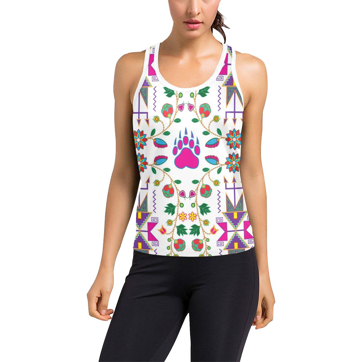 Geometric Floral Fall-White Women's Racerback Tank Top (Model T60) Racerback Tank Top (T60) e-joyer