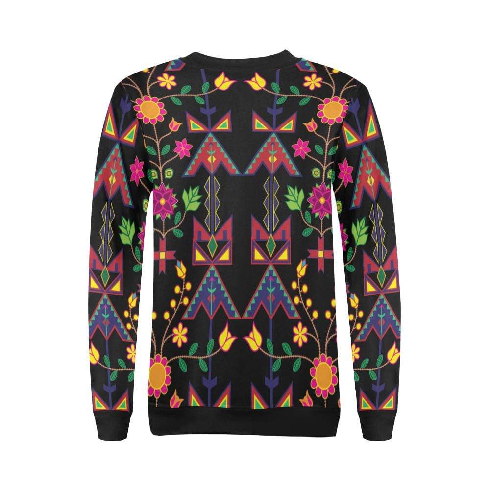Geometric Floral Spring-Black All Over Print Crewneck Sweatshirt for Women (Model H18) Crewneck Sweatshirt for Women (H18) e-joyer