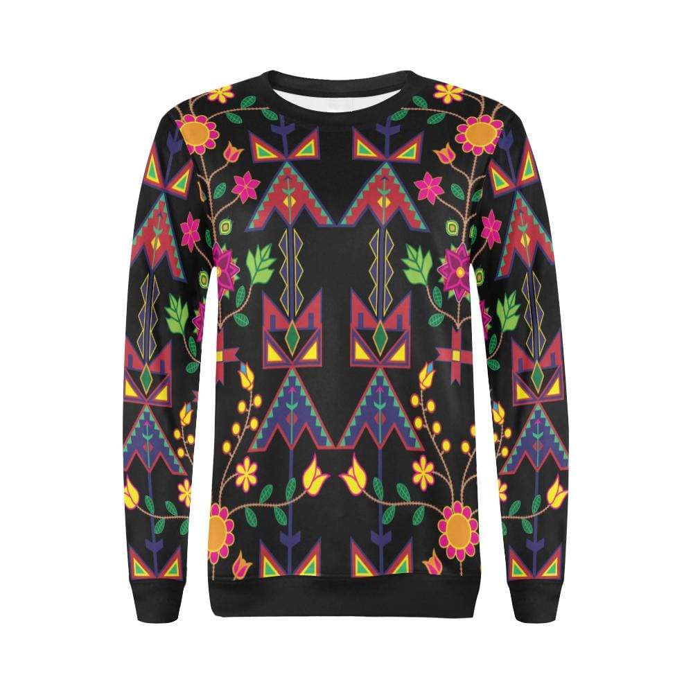 Geometric Floral Spring-Black All Over Print Crewneck Sweatshirt for Women (Model H18) Crewneck Sweatshirt for Women (H18) e-joyer
