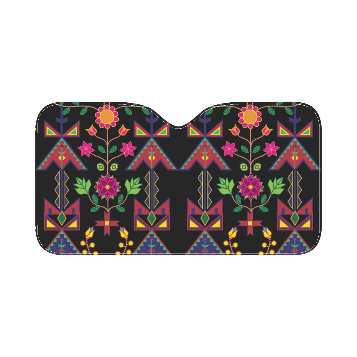 Geometric Floral Spring-Black Car Sun Shade 55"x30" Car Sun Shade e-joyer