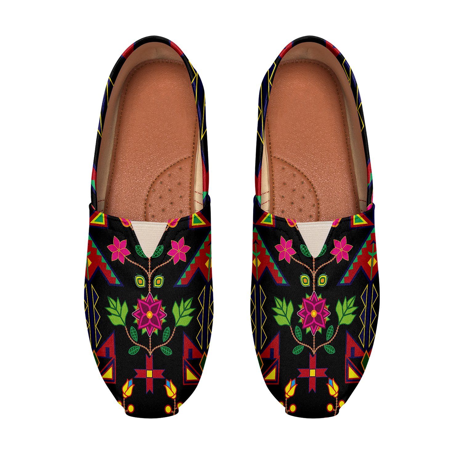 Geometric Floral Spring Black Casual Unisex Slip On Shoe Herman