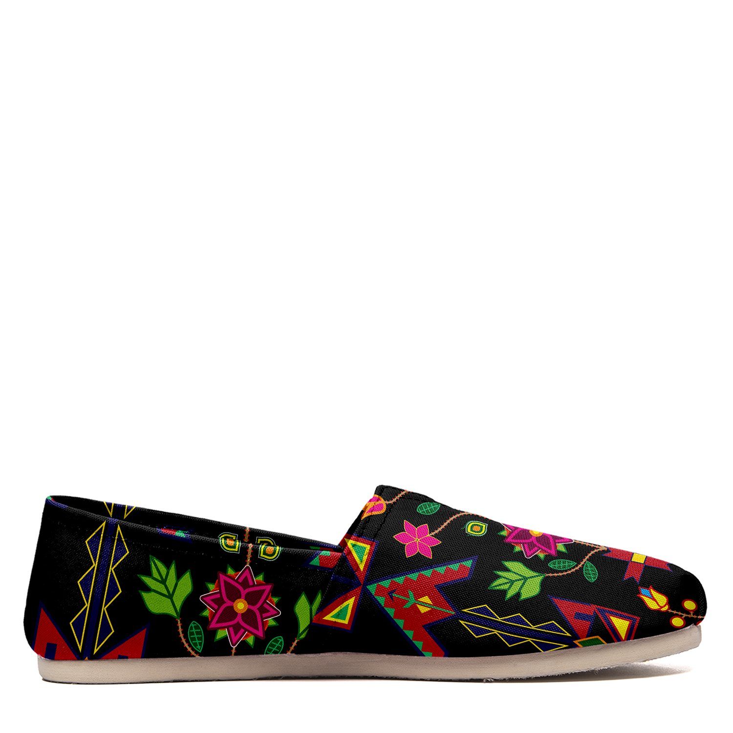 Geometric Floral Spring Black Casual Unisex Slip On Shoe Herman