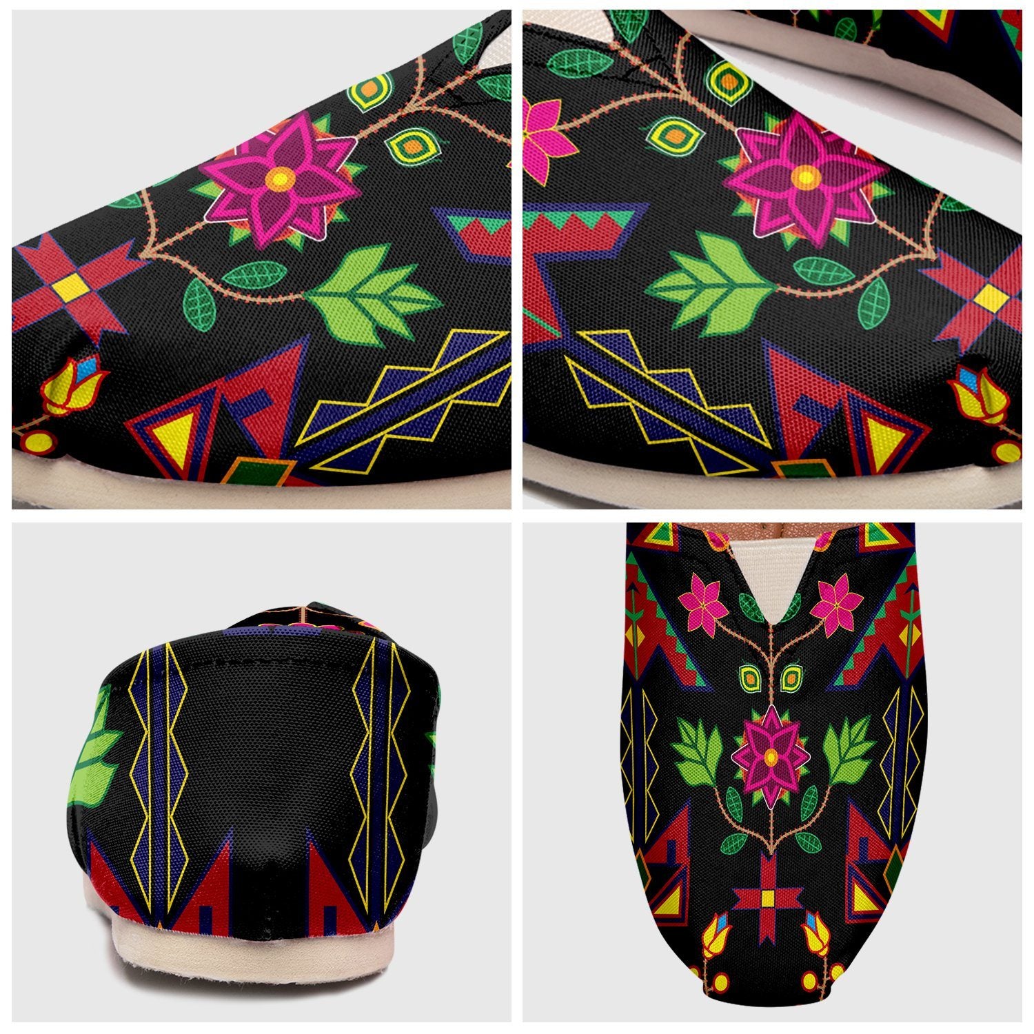 Geometric Floral Spring Black Casual Unisex Slip On Shoe Herman