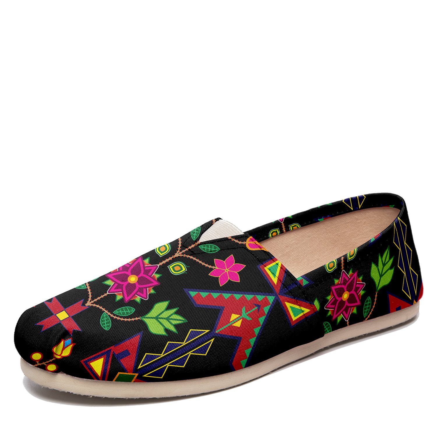 Geometric Floral Spring Black Casual Unisex Slip On Shoe Herman
