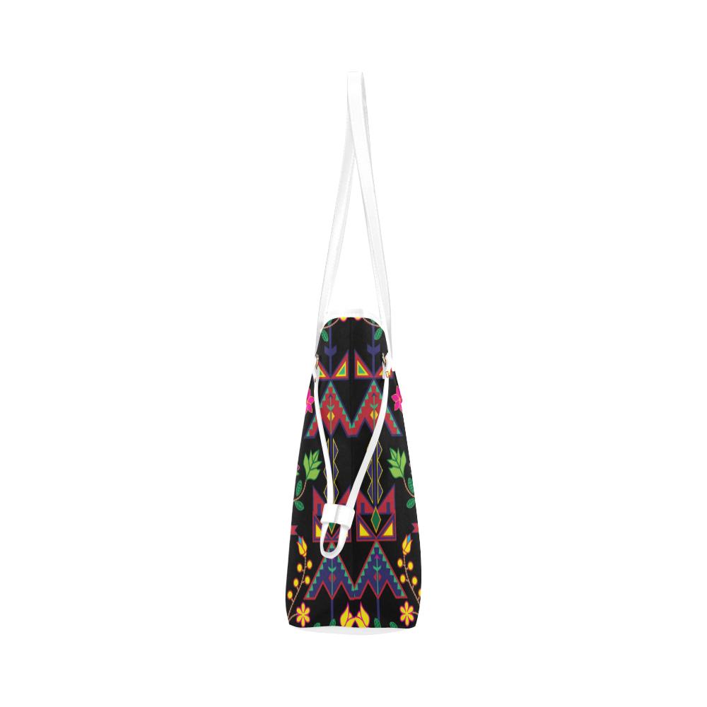 Geometric Floral Spring - Black Clover Canvas Tote Bag (Model 1661) Clover Canvas Tote Bag (1661) e-joyer